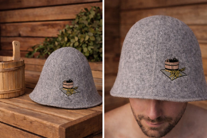 Klob�k do sauny s v��ivkou, siv�