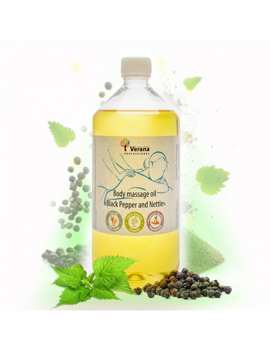 Rastlinný Masážny olej Čierne korenie a žihľava 1000 ml