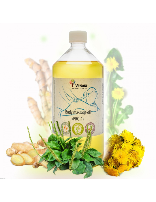 Verana rastlinný Masážny olej základný PRO 1, 1000 ml