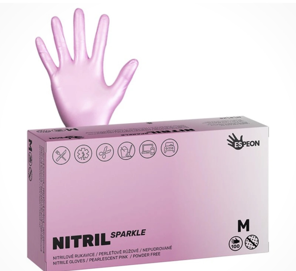 Nitrilové rukavice NITRIL SPARKLE 100 ks, perleťovo ružové